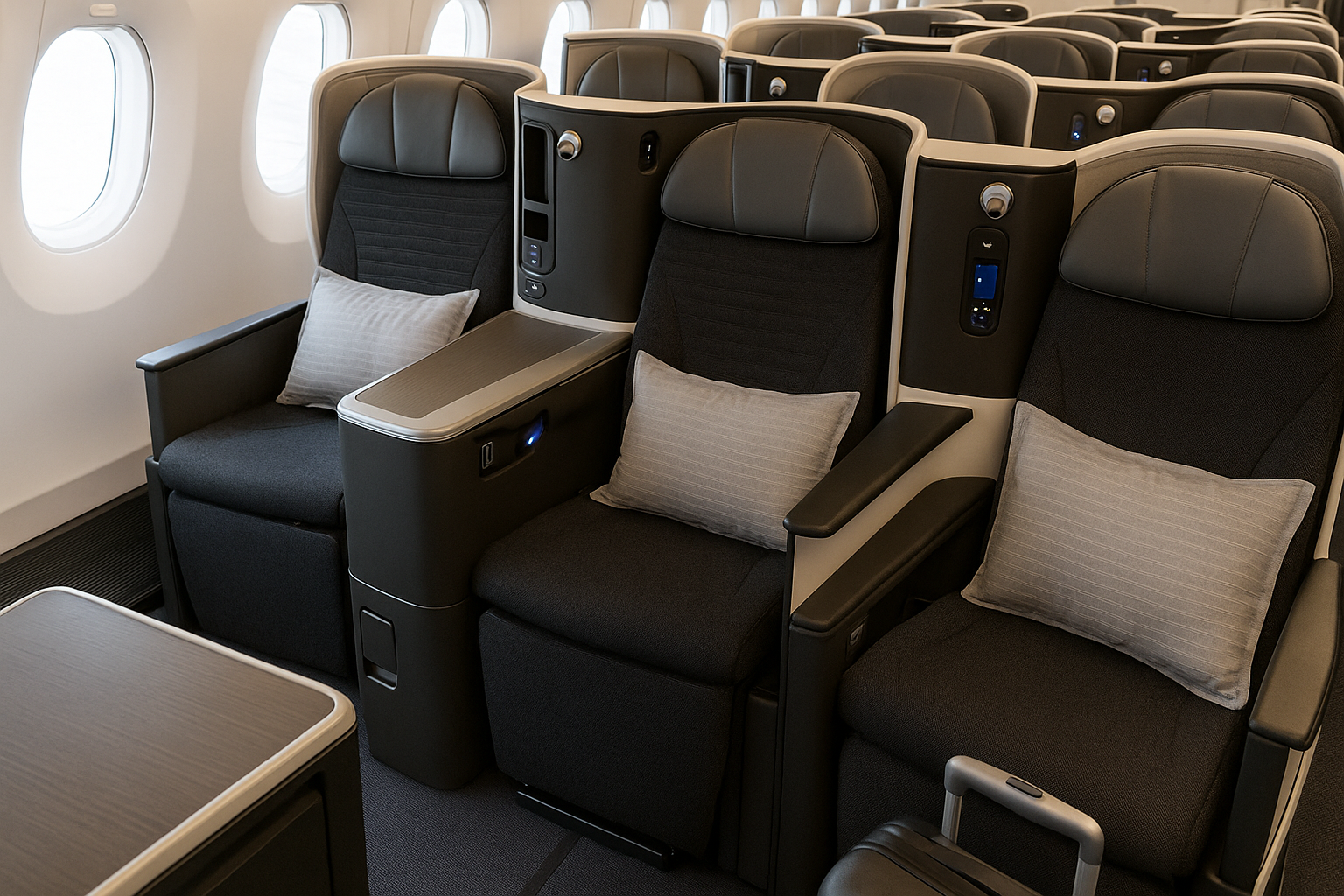 business class de Air France -comodidad espacio puerto de carga privacidad lectura comodidad vuelos largos espacio cama cobija almohada viajes servicio puntos precio